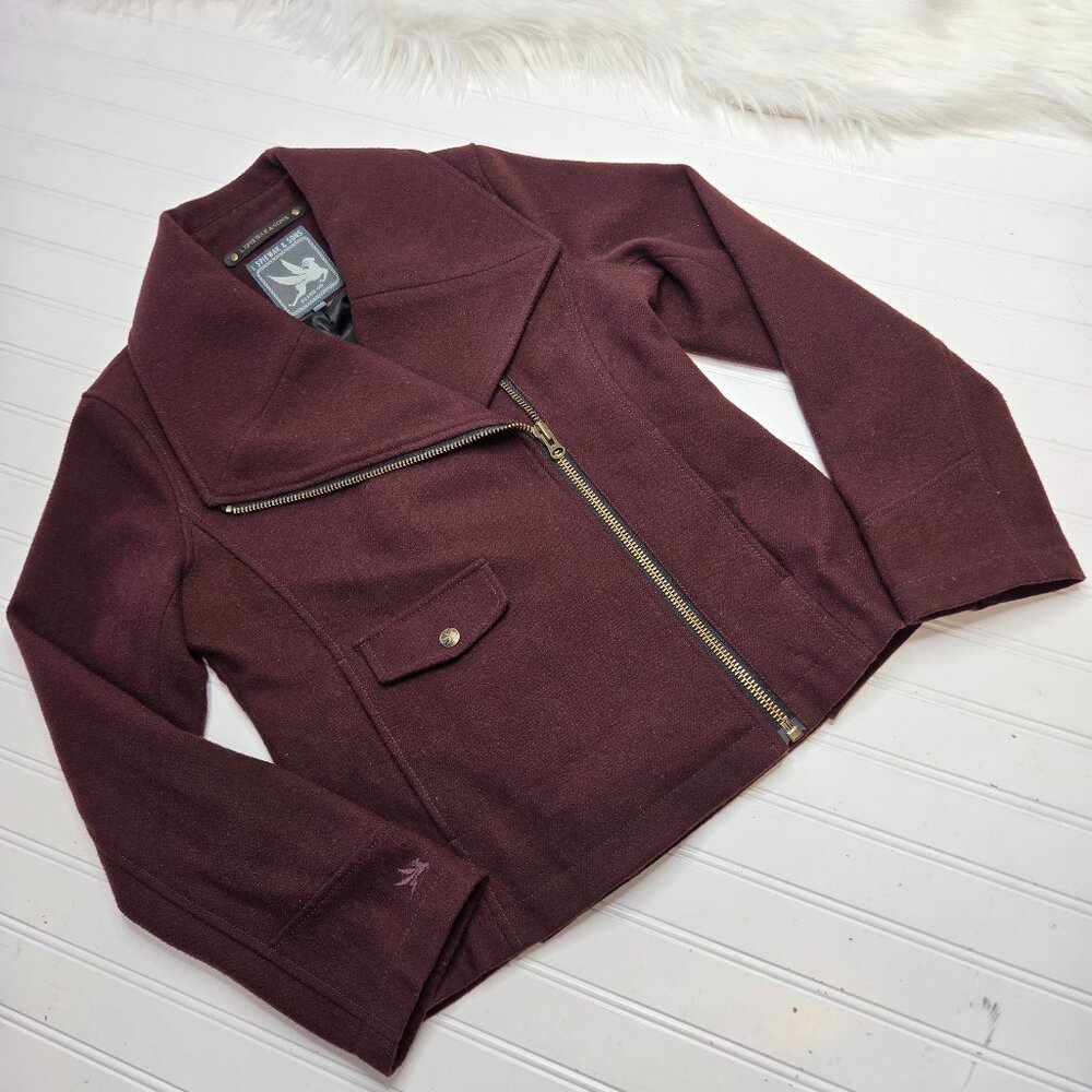 Spiewak & Sons Jacket Women's Size Small Wool Moto Asymmetrical Burgundy Winter